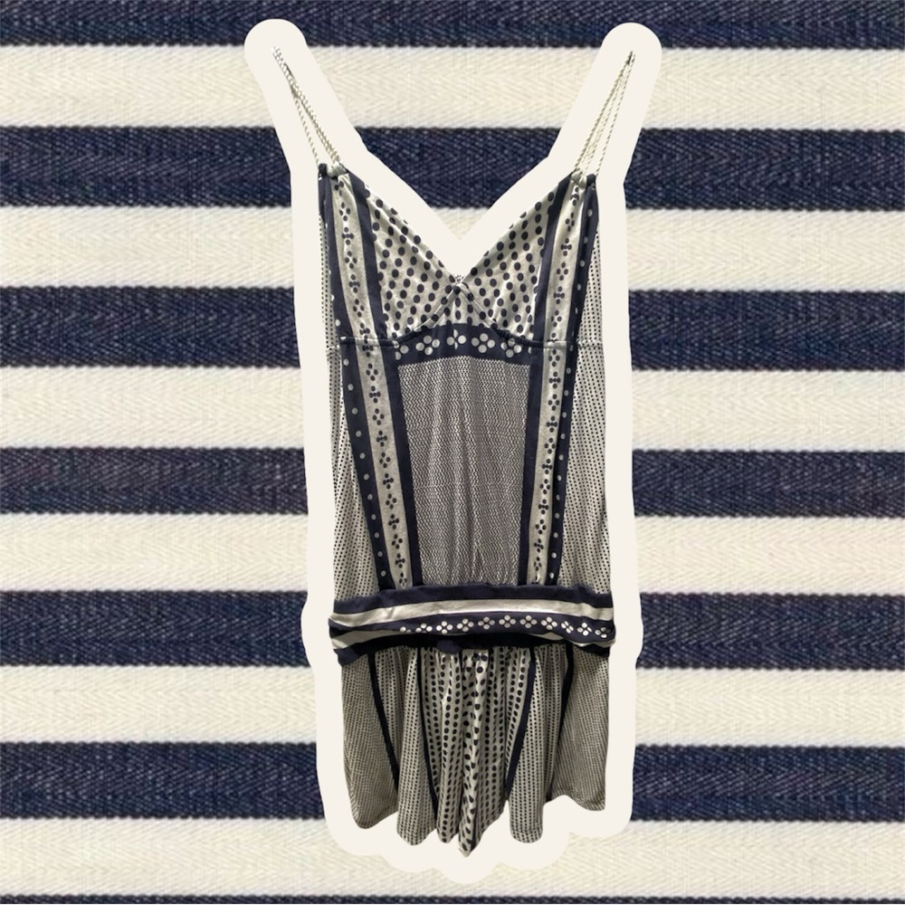 American Eagle Polka Dot Mini Dress – Navy & Cream – Size S (Fits XS–S)